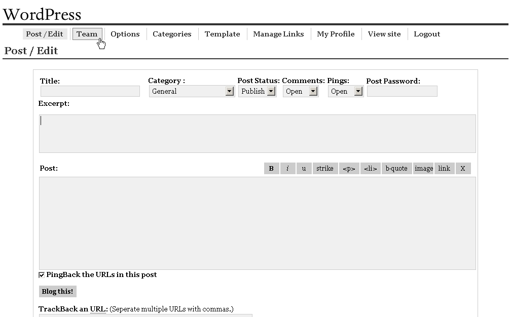 wordpress in may 2003