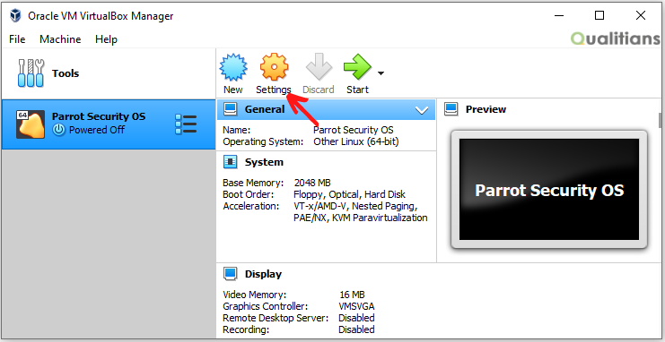 Modify VirtualBox settings