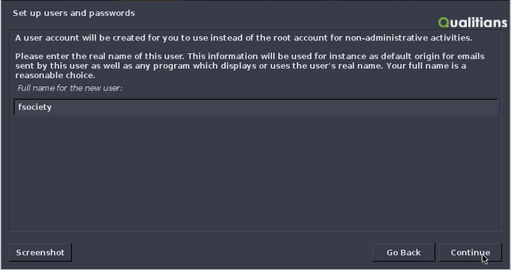 Set a full name for standard user