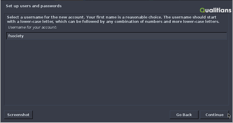 Set a username for standard user
