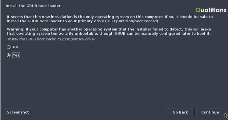 Installing GRUB boot loader