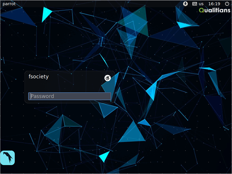 Parrot OS Login Screen